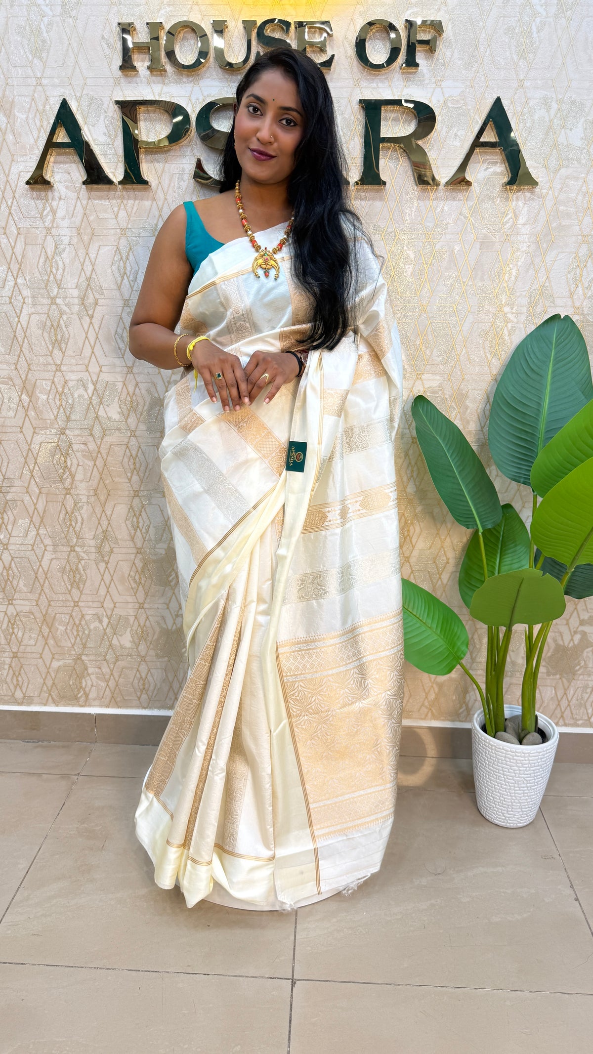 Cream Soft Silk Banarasi Saree 108