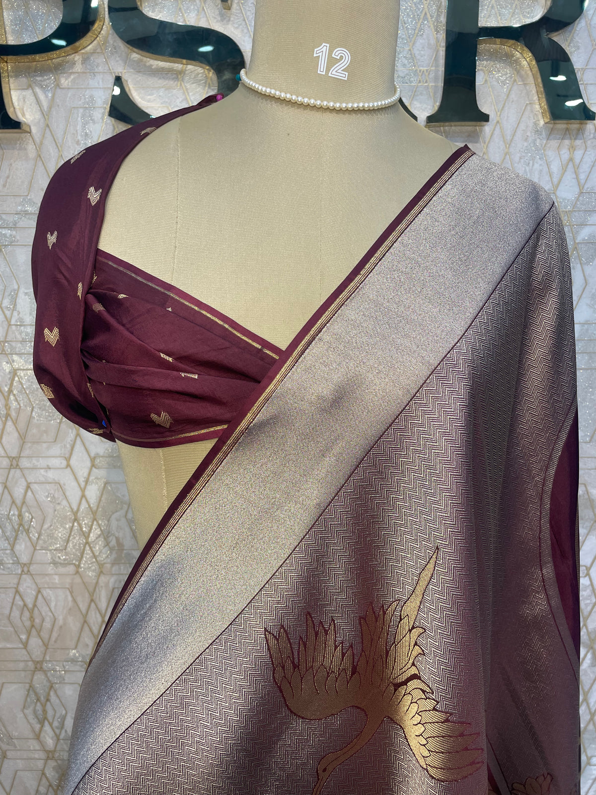 Wine Banarasi Soft Tissue Saree 30