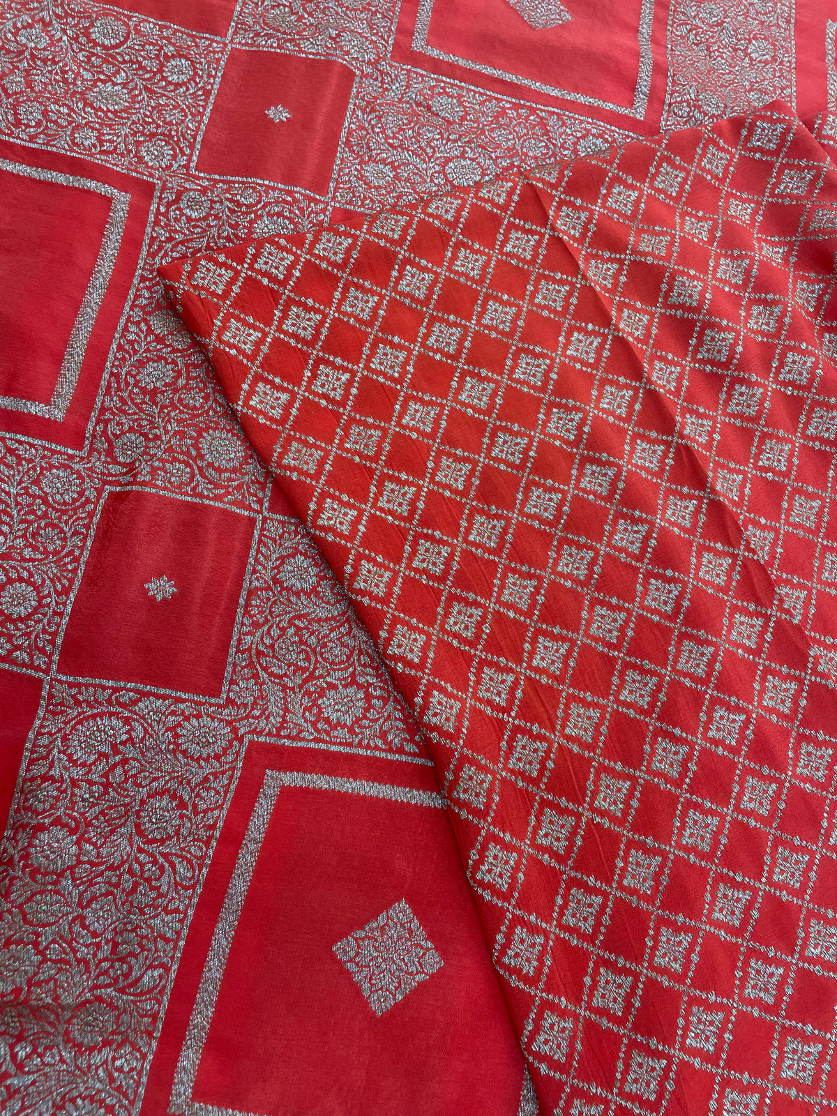 Orange Pure Banarasi Crepe Self Saree 03