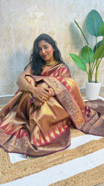 Gold n Maroon Semi Silk Saree 97
