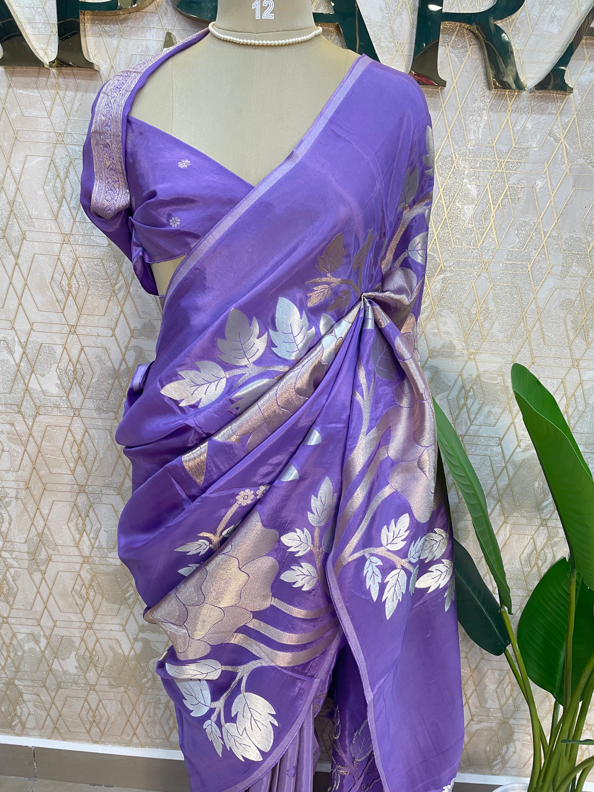 Purple Tissue Crepe Half n Half Saree 93