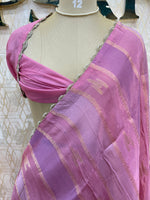 Pink Crepe n Tissue Fusion Saree 88