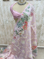 Baby Pink Soft Tussur Aari Work Saree 38