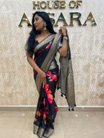 Black Dola Crepe Digital Print Saree 25