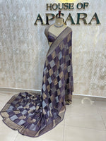 Dark Purple Chiniya Crepe Saree 29