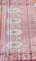 Green n Pink Semi Kanchi Tissue Saree 15