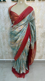 Blue Banarasi Soft Crepe Saree 82