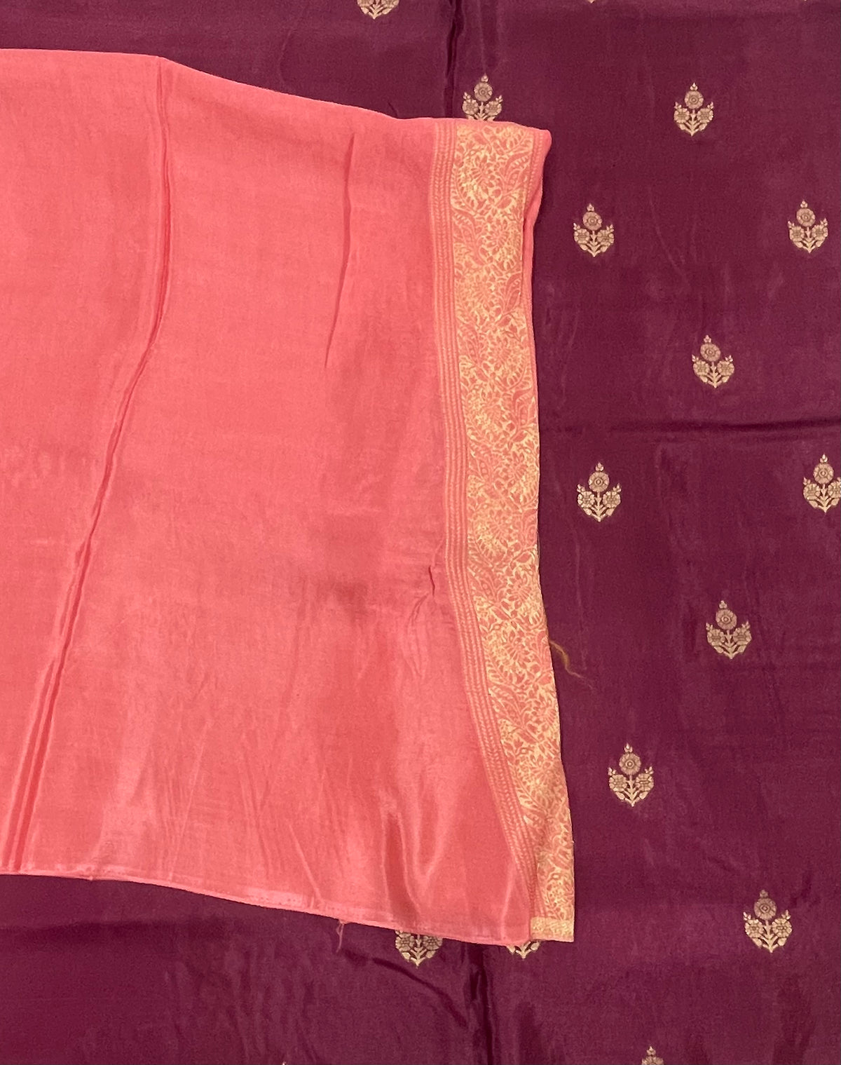 Wine n Peach Semi Silk Saree 25