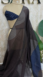 Dark Brown Linen Cotton Saree 303