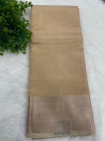 Rekhaji Cream Golden Plain Pure Tissue Saree 11