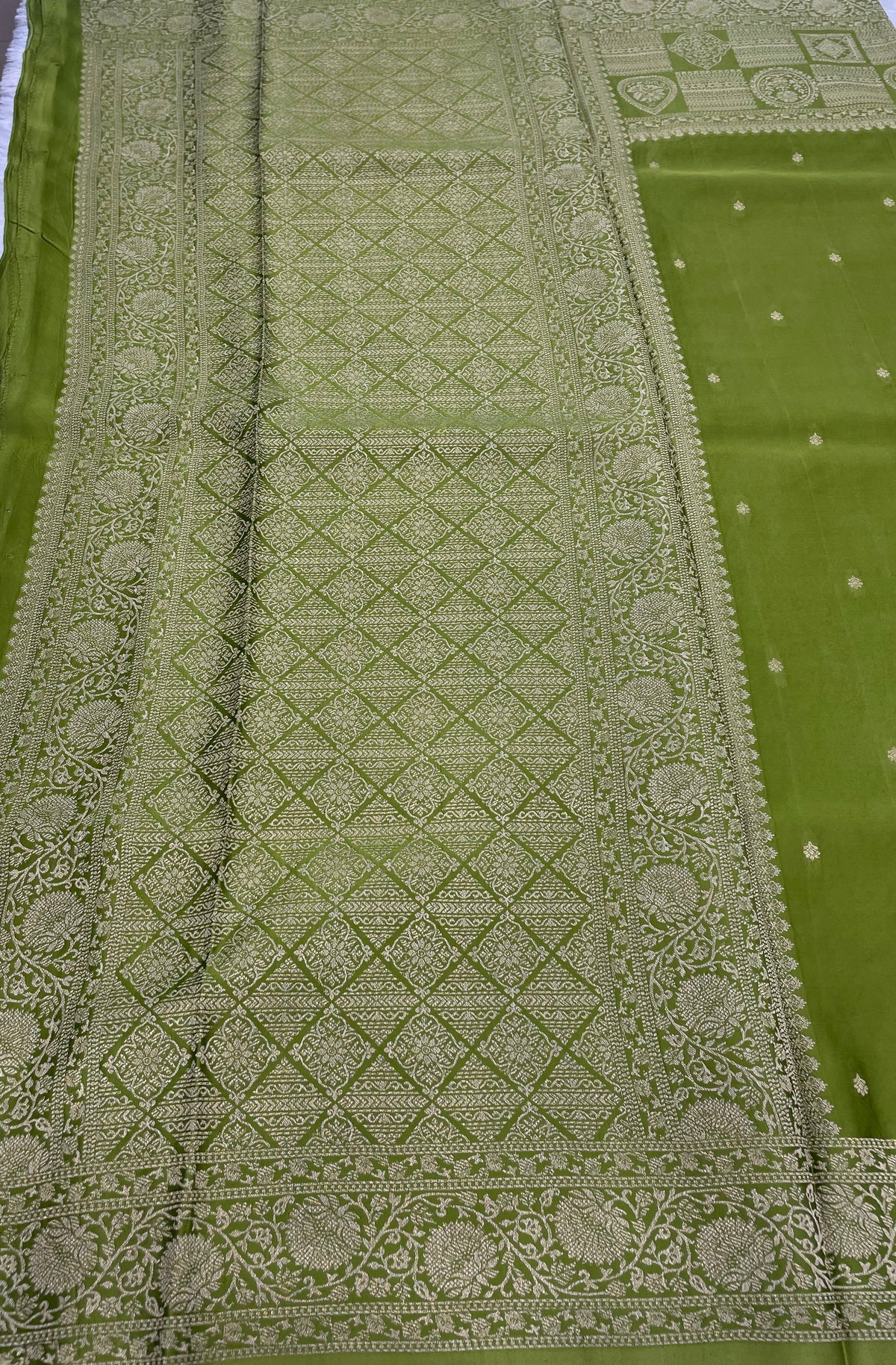 Green Satin Mashru Silk Saree 07