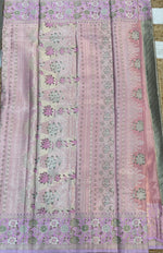 Green n Pink Semi Kanchi Tissue Saree 15