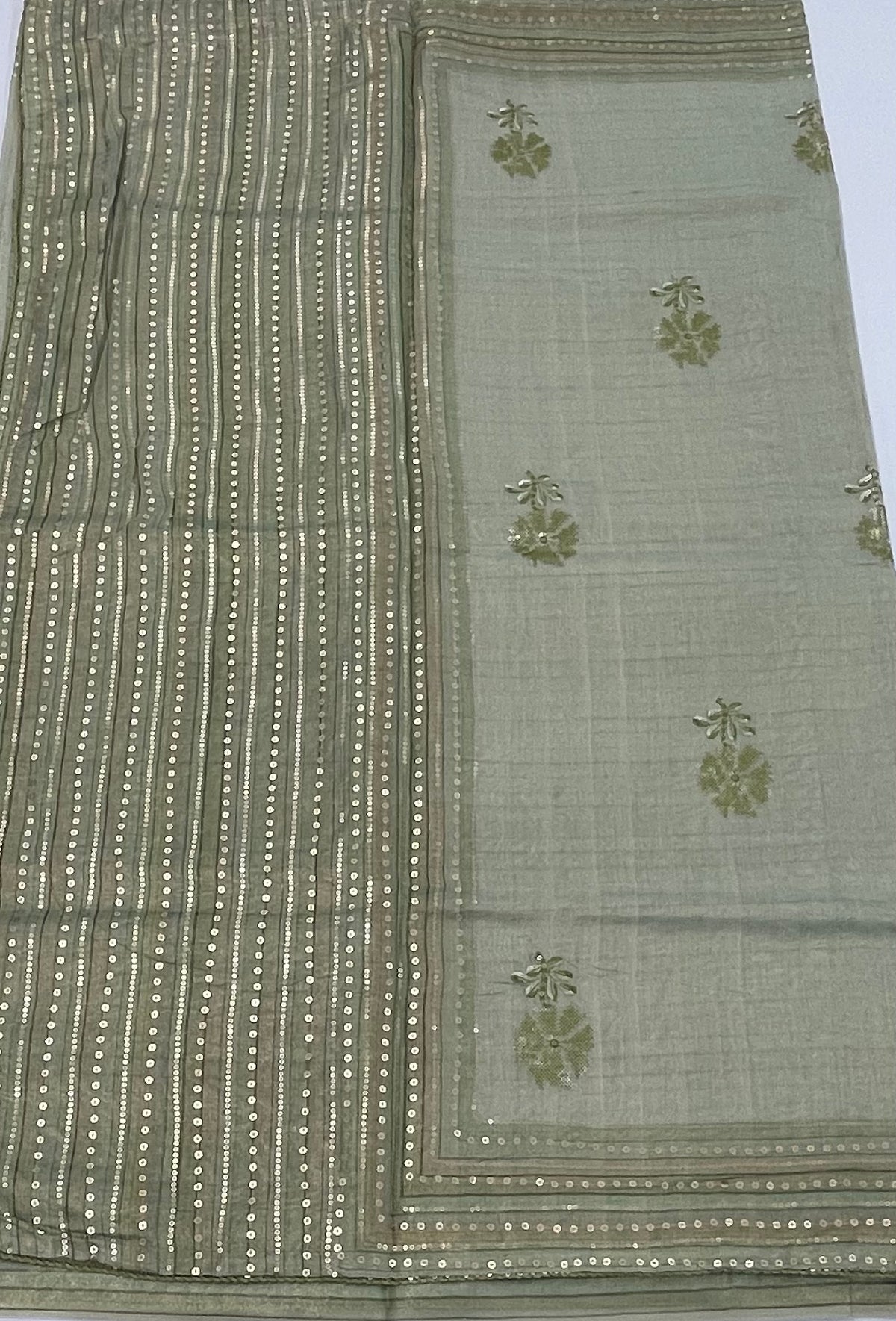 Sea Green Soft Tissue Sequence Work Saree 17
