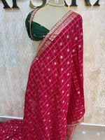 Pink Wrinkle Chiffon Saree Traditional Concept