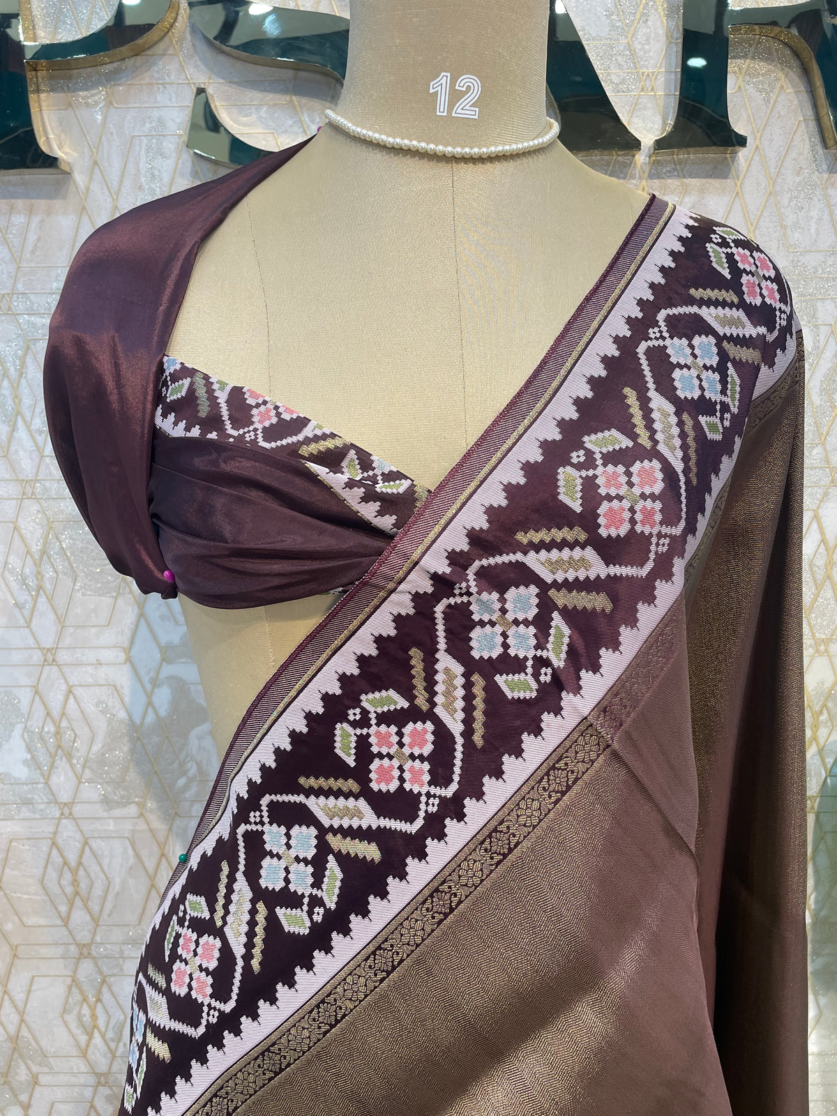 Brown Banarasi Soft Tissue Saree 200