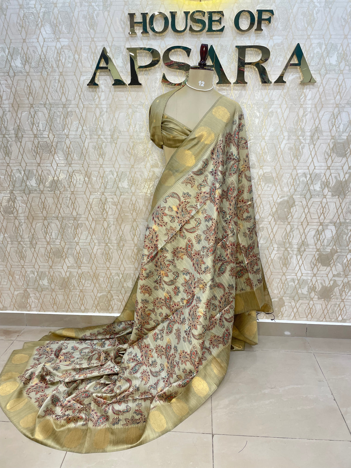 Cream Tussur Digital Print Saree 71