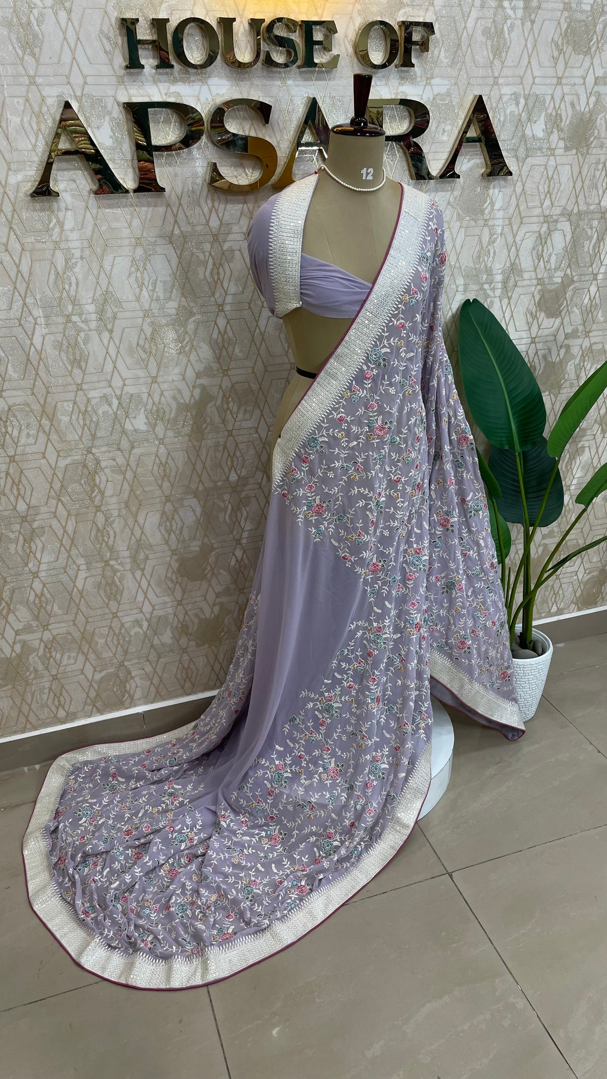 Lavender Handwork Designer Partyware Saree 97