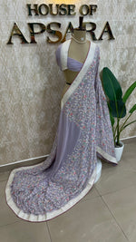 Lavender Handwork Designer Partyware Saree 97