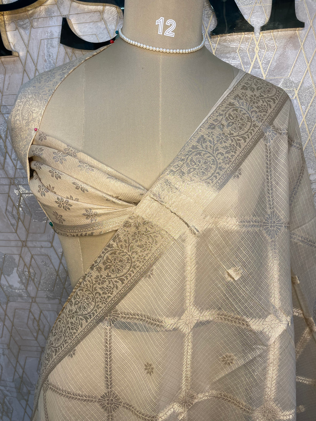Cream Cotton Kota Checks Saree 66