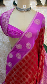 Red n Pink Banarasi Chiffon Saree 97