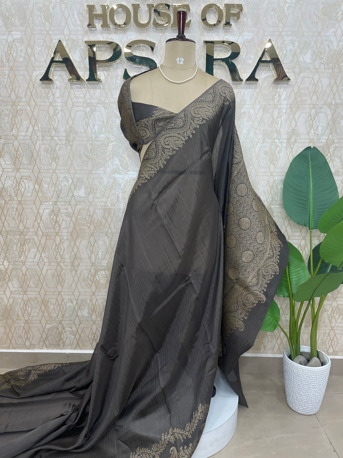 Gray Banarasi Tussar Georgette Saree 308