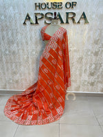 Orange Assam Silk Batik Print Saree 23