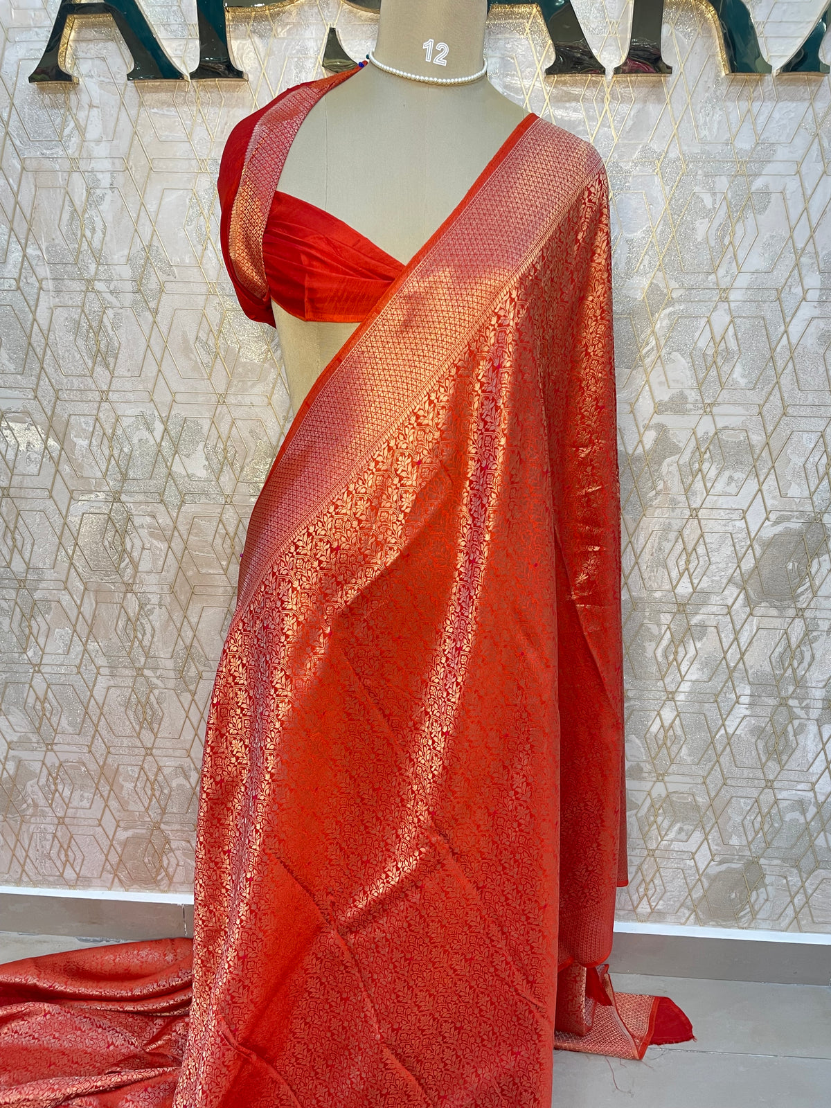 Orange Meenakari Khadi Georgette Saree 75