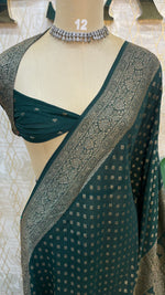 Bottle Green Banarasi Georgette Saree 96