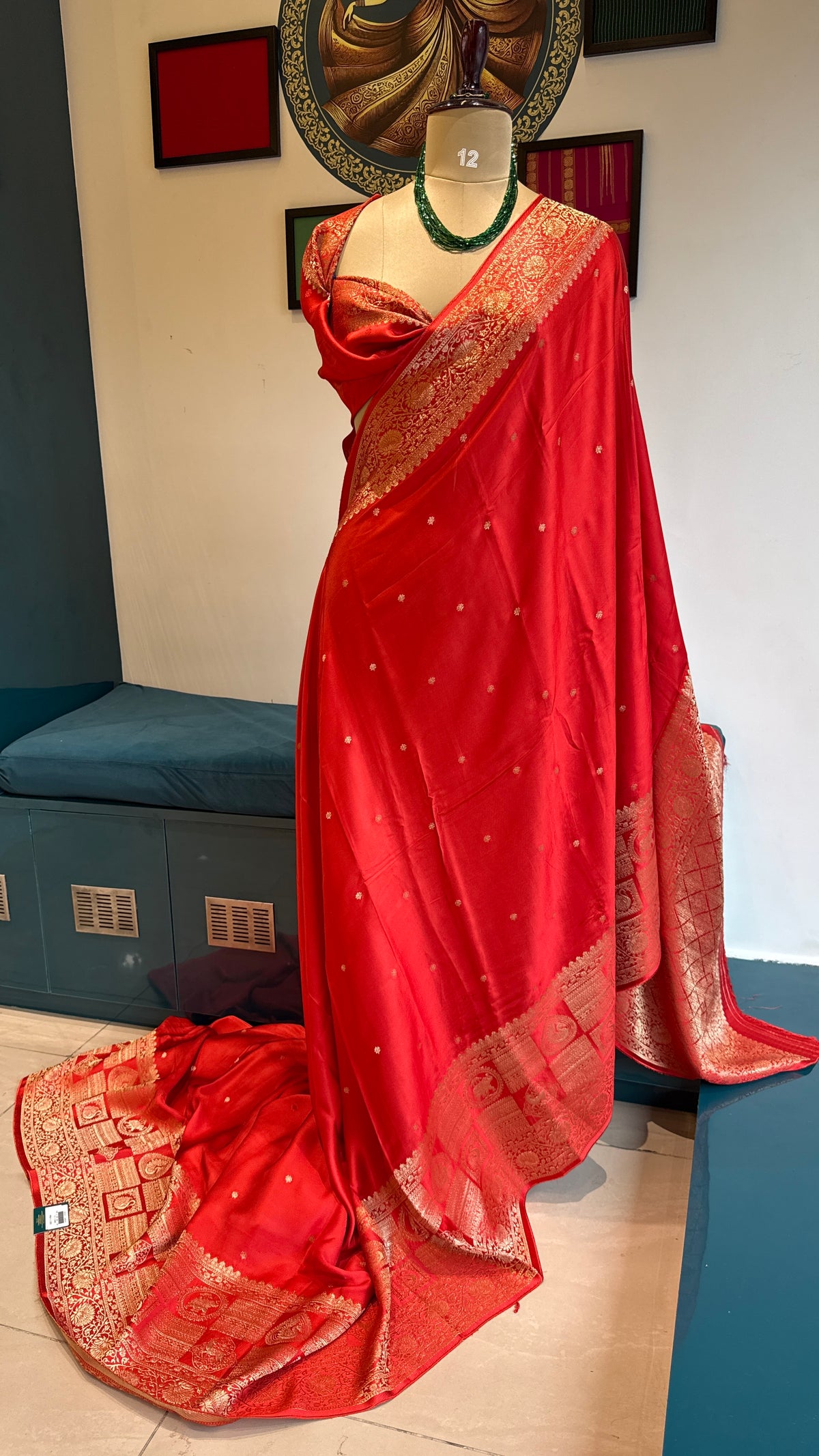Orange Satin Mashru Silk Saree 07