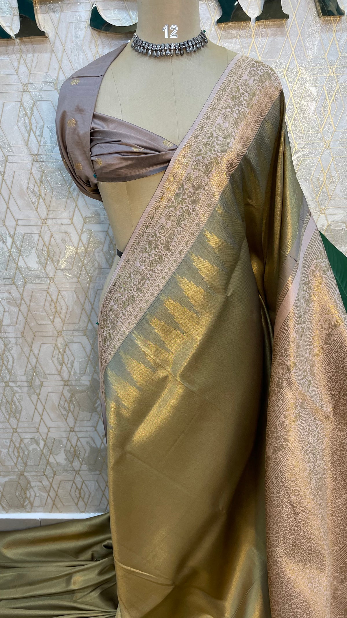 Gold n beige Semi Silk Saree 97