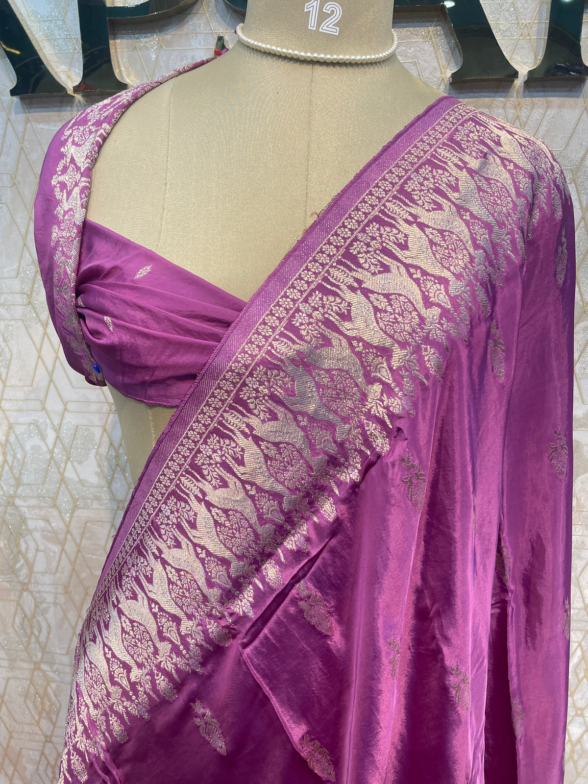 Pink Chiniya Crepe Saree 66