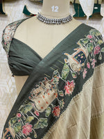 Green Soft Tussur Aari Work Saree 38