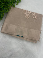 Peach Designer Embroidery Work Tissue Saree 09