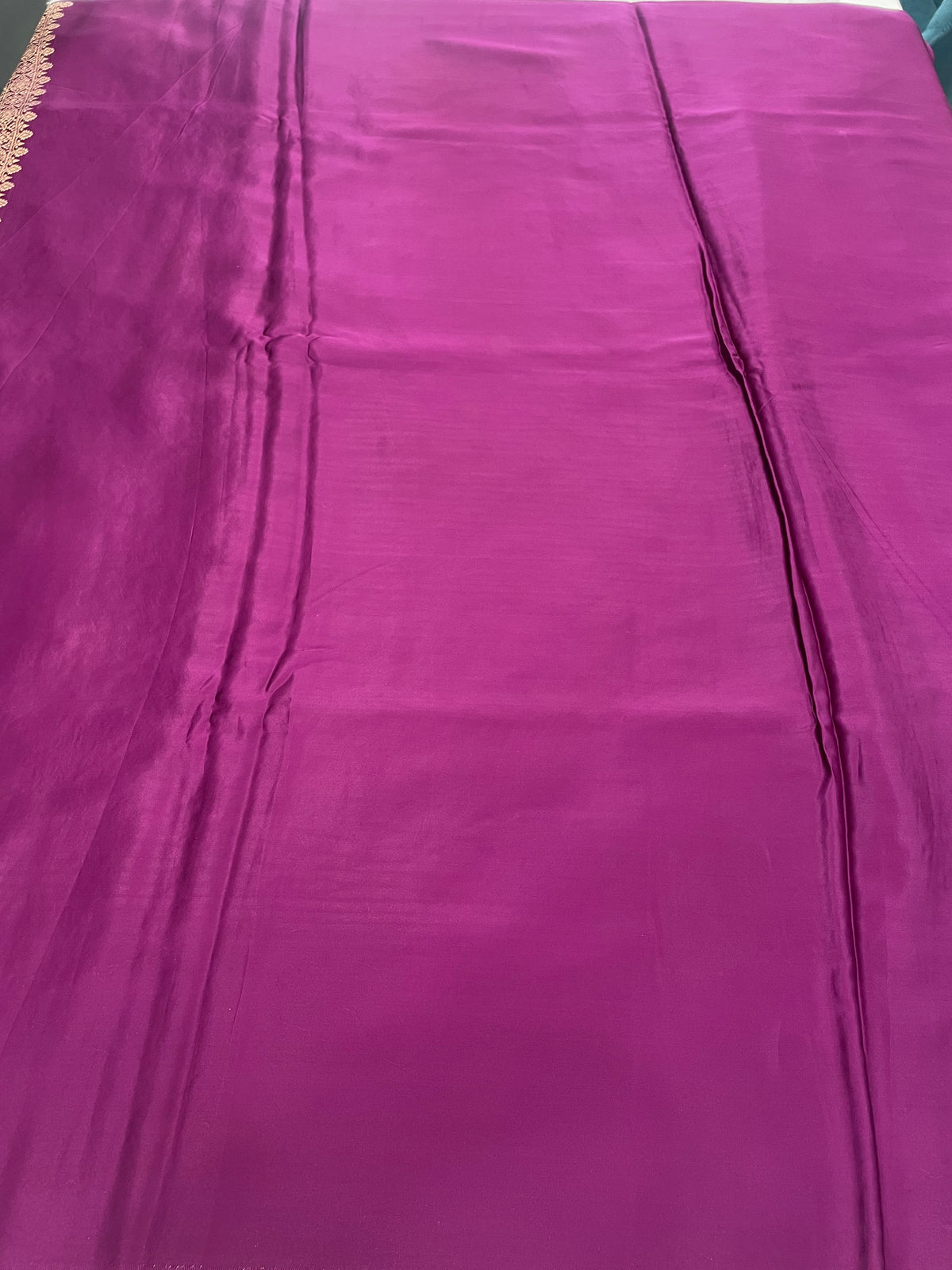 Wine Satin Mashru Silk Saree 07