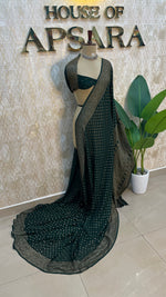 Bottle Green Banarasi Georgette Saree 96