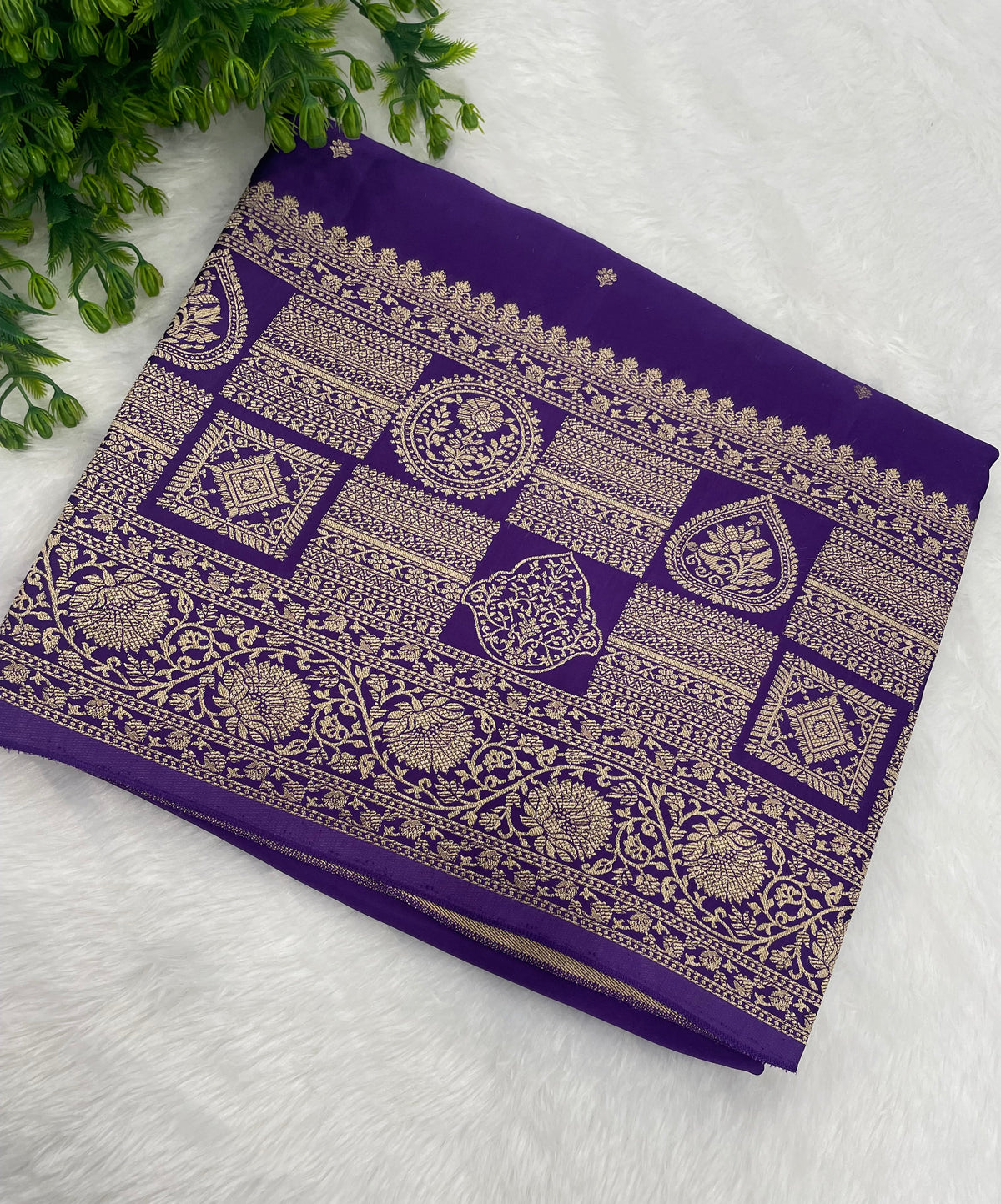 Purple Satin Mashru Silk Saree 07