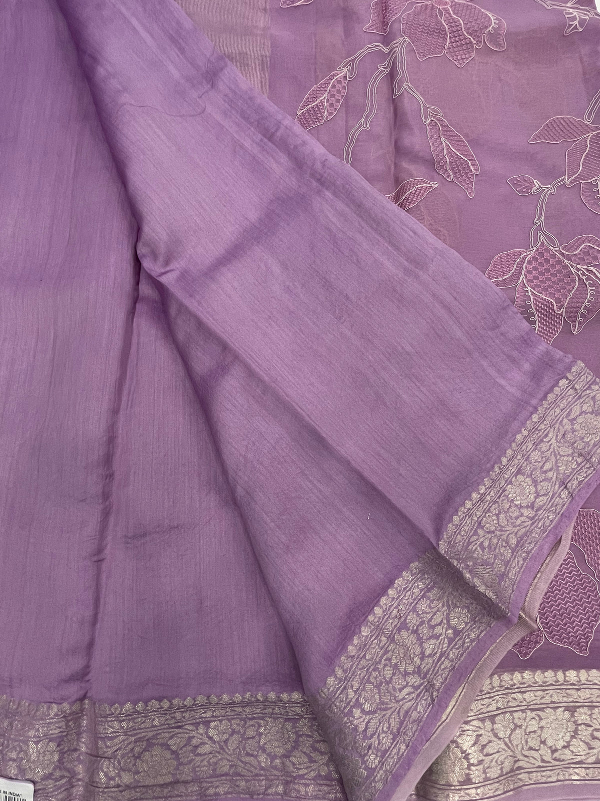 Lavender Organza Embroidery Designer Saree 20