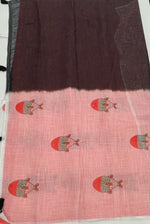 Black n White Lenin Cotton Floral Print Saree 19