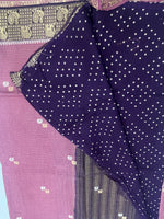 Onion Pink n Purple Checks Cotton Silk Saree 13