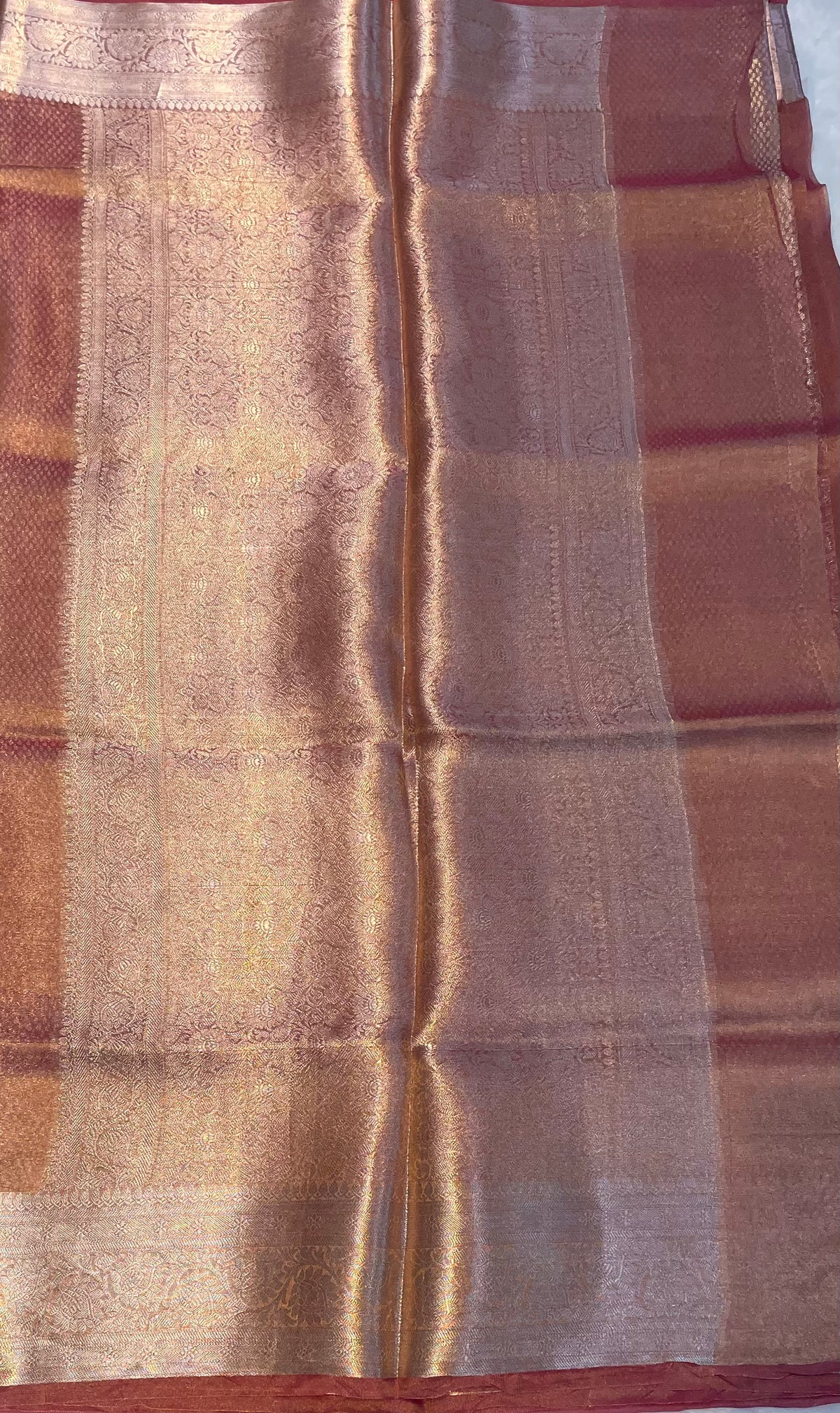 Orange Pure Tissue Organza Saree 11