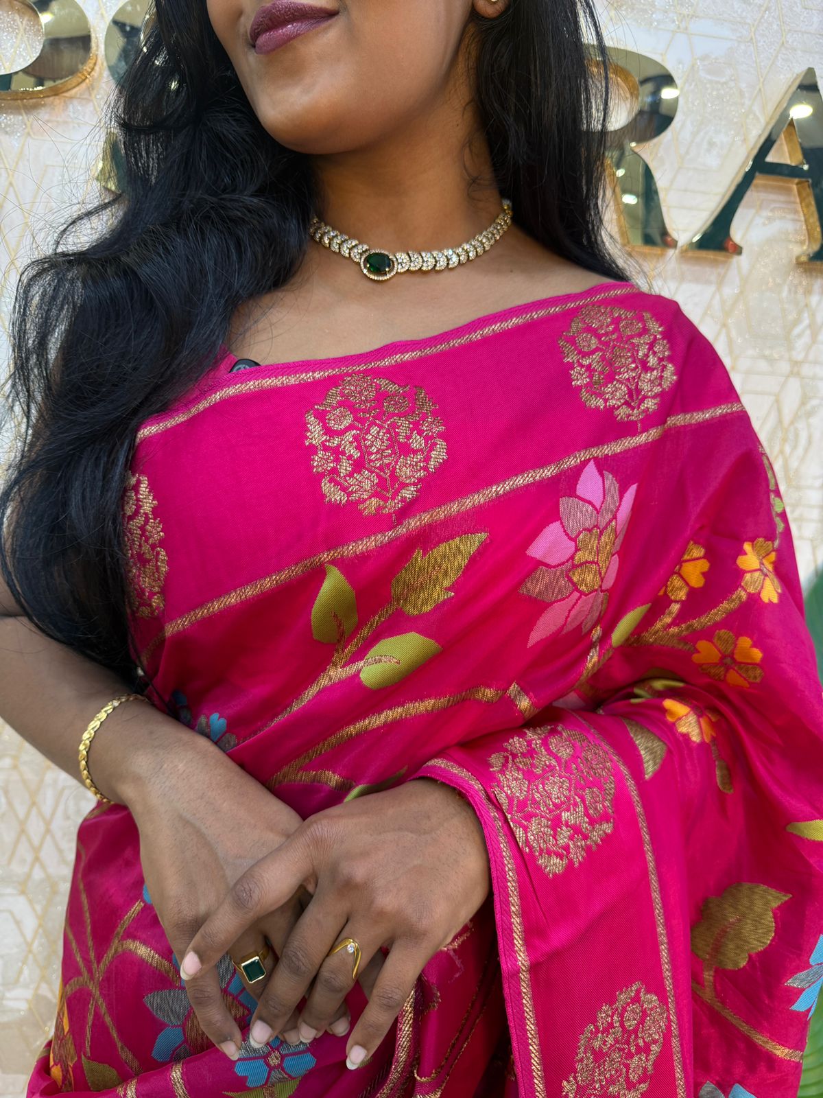 Pink Soft Tussur Floral Saree 63