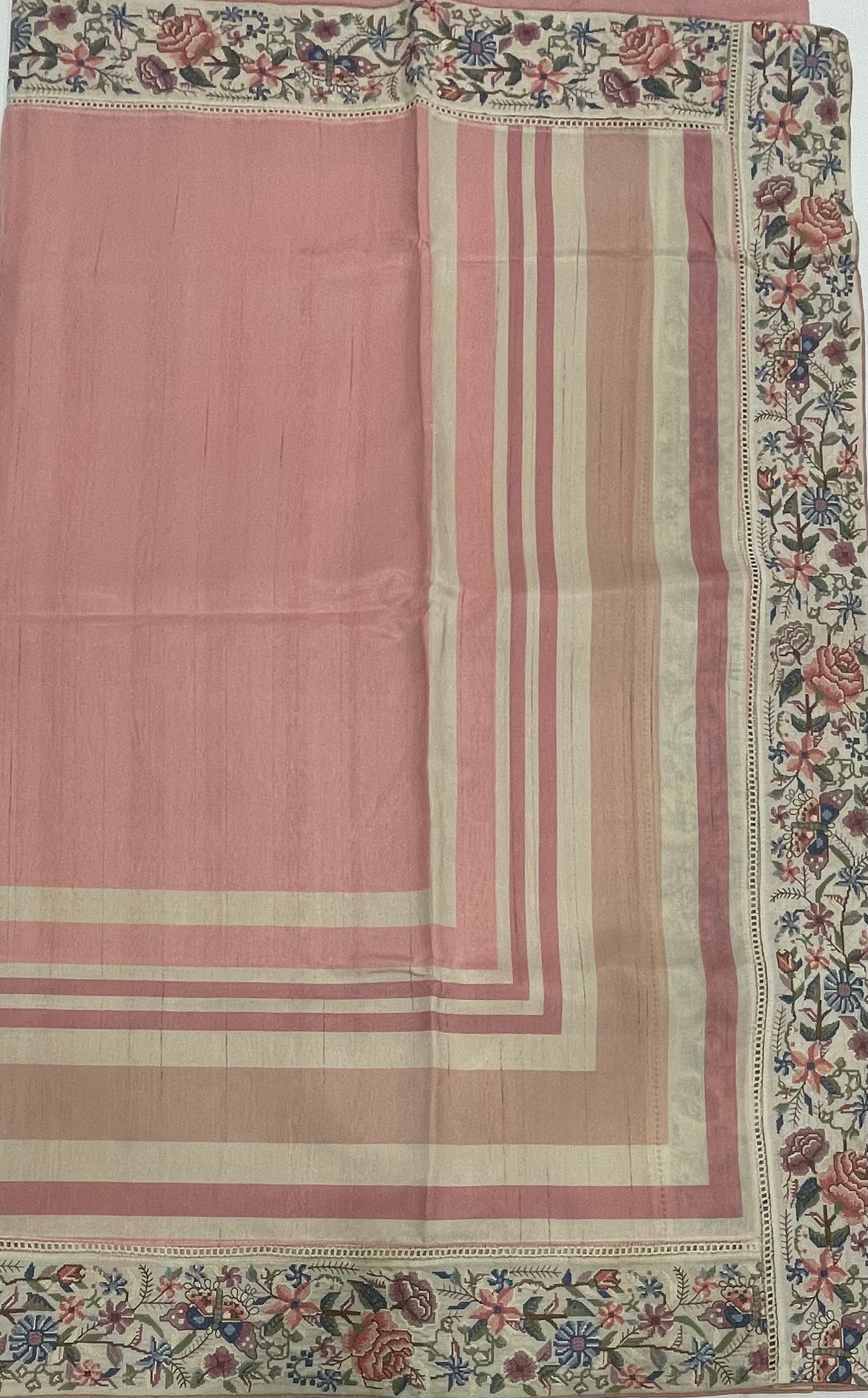 Beige n Pink Soft Tussur Petite Embroidery Saree 21