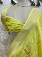 Lemon Yellow Banarasi Soft Crepe Saree 33