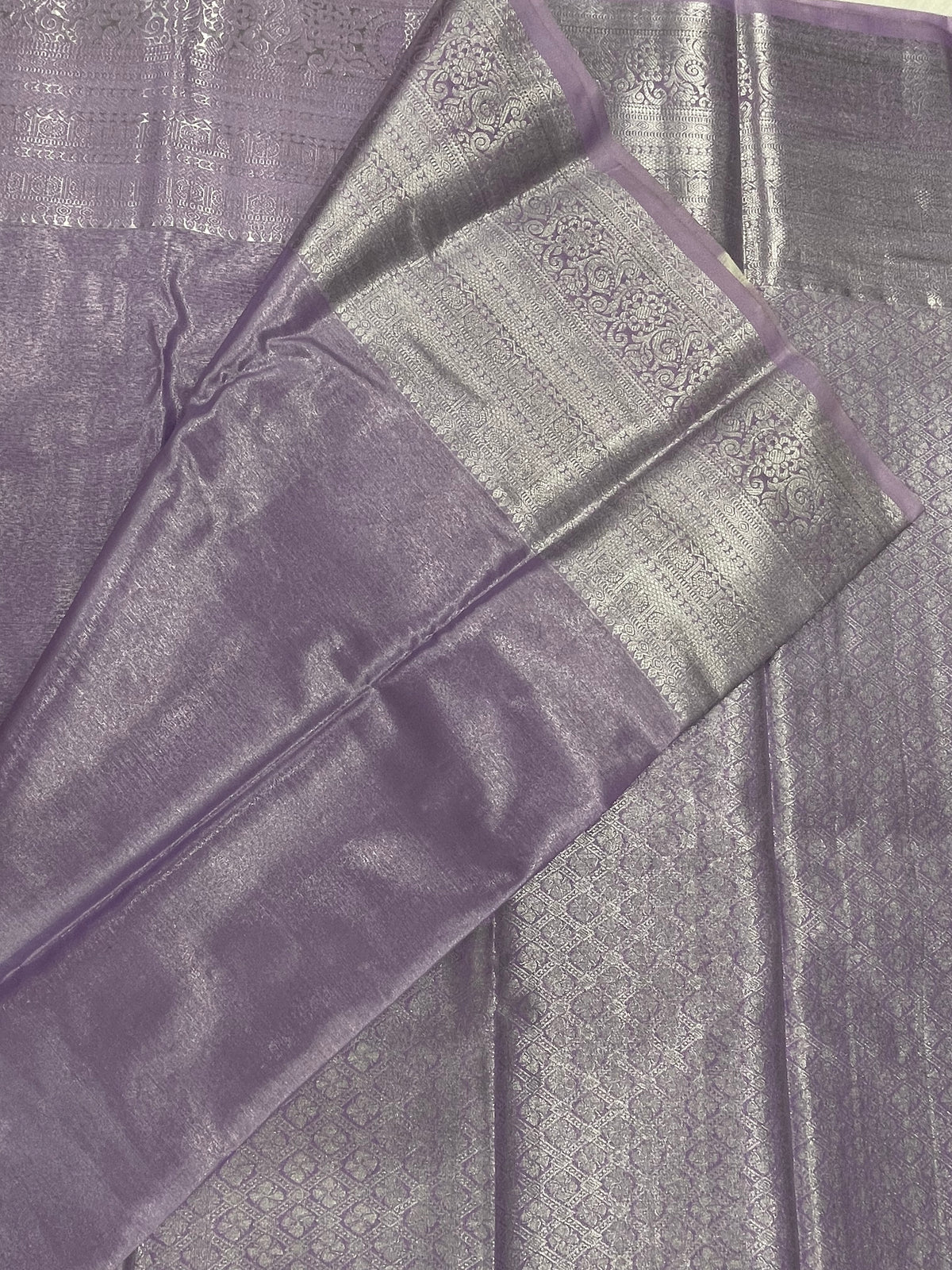 Lilac Brocade Semi Kanchi Tissue Saree