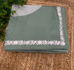 Sea Green Soft Tussur Embroidery Saree 21