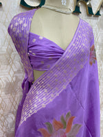 Lavender Banarasi Soft Crepe Saree 33