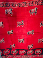 Red Dola Silk Ajrakh Print Saree 18
