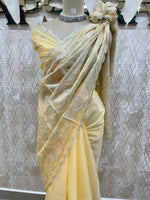 Yellow Tissue Floral Embroidery Saree 29