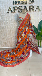 Orange Pen Kalamkari Saree 104