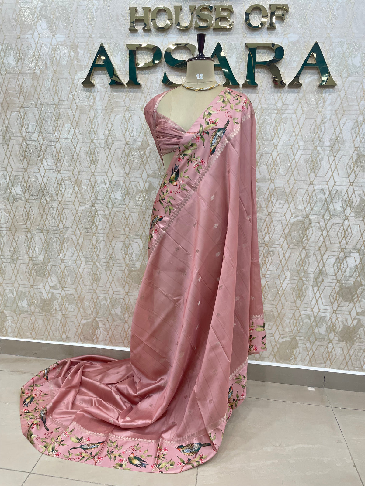 Pink Banarasi Soft Tussar Digital Print Saree